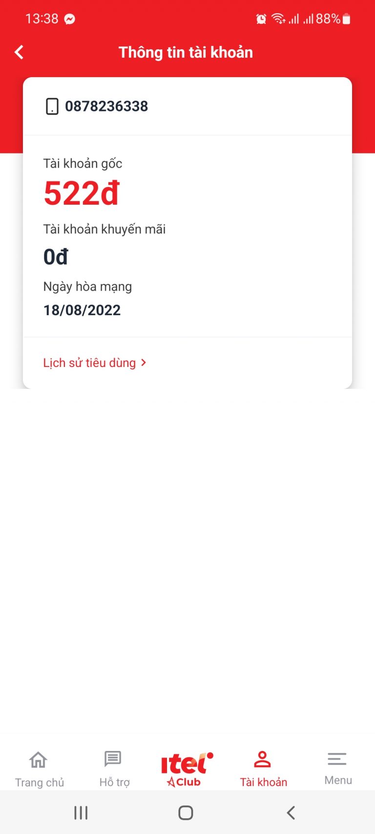 Hướng dẫn cách kiểm tra lịch sử tiêu dùng trên app My Itel